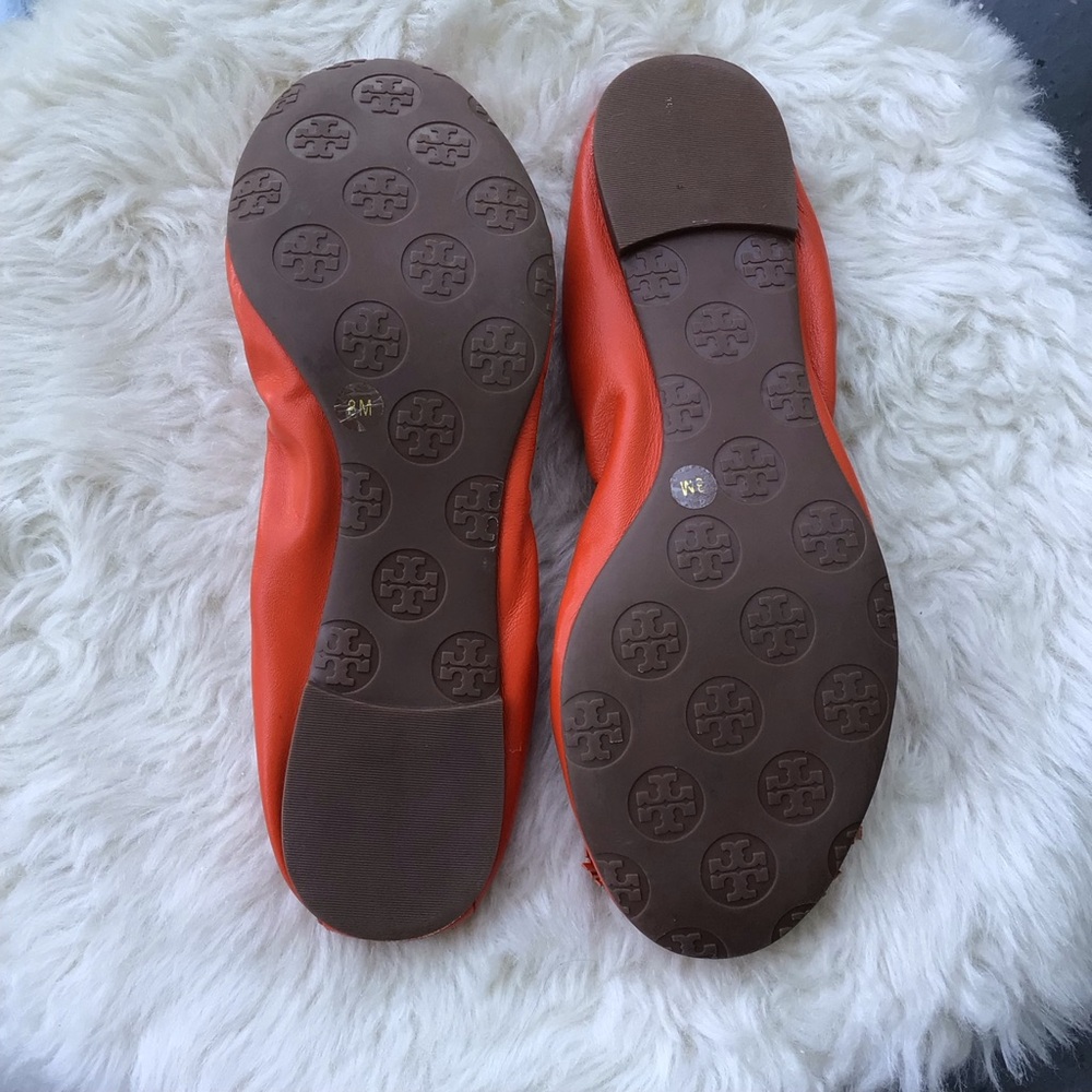 Tory Burch Brazen Burnt Orange Reese Mestico Leather Tasseled Ballet Flats - Picture 11 of 11